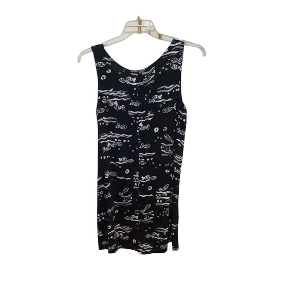 vintage 90s jennifer Moore black & white Fish print tank dress - Picture 6 of 7